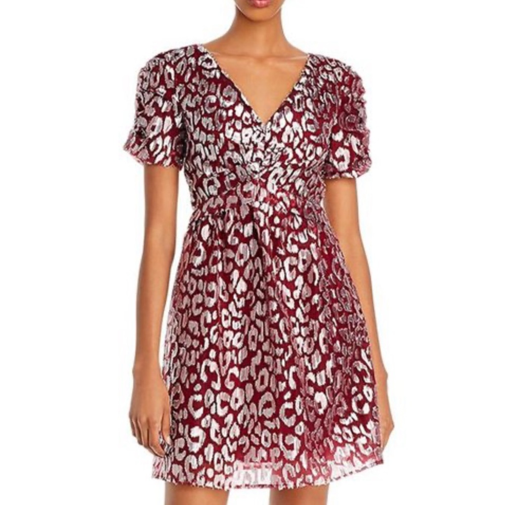Aqua | Metallic Leopard Print Party Dress ❤️